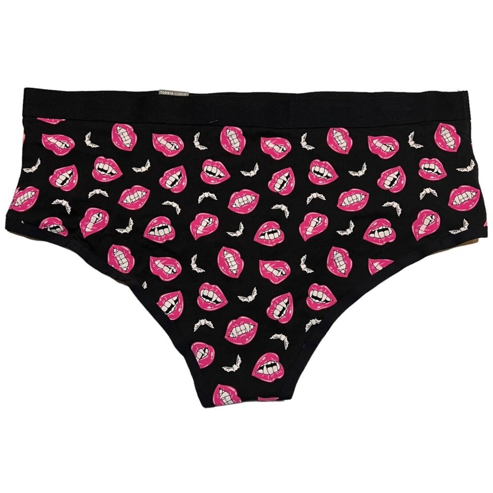 NWT TORRID Cheeky Pantie Sz 2X Halloween Vampire Mouth Black - Picture 2 of 4